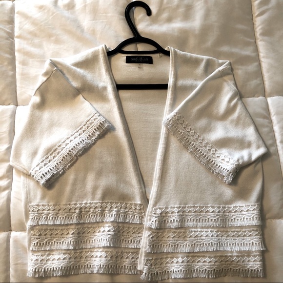 august silk Tops - Boho-chic fresh white cardigan